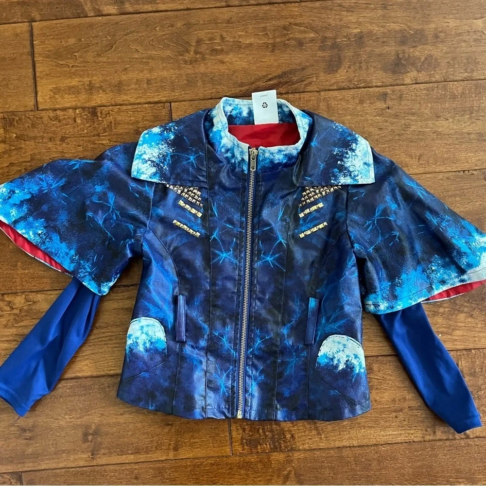 Disney Store Descendants Evie Blue Faux Leather Jacket Costume Girls Size 5/6